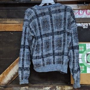 Men's retro knit faux wool rectangle warm sweater